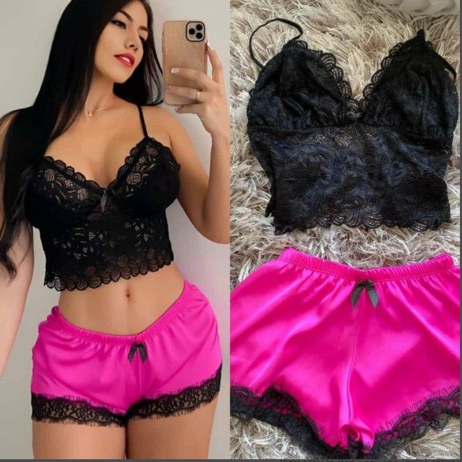 Gorgeous Lace Design Ladies Two Piece Nighty