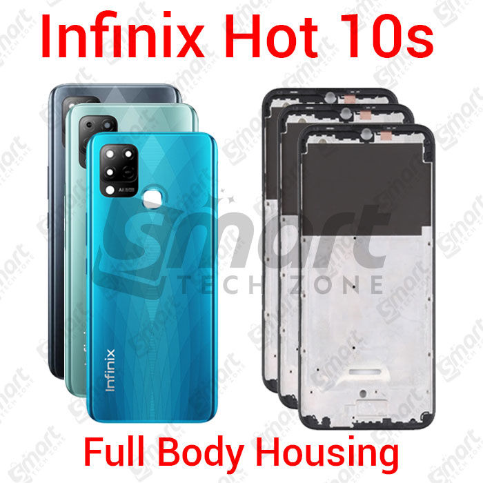 For Infinix Hot 10s Full Body Housing With Camera Glass (LCD Frame, Side/Middle Frame, Back Panel/Backshell)