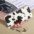 Cow Print Long Wallet, Women's Cute Versatile Faux Leather Zipper Wallet. 