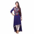 Cotton Stylish Kurti for Women - Navy Blue. 