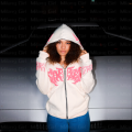 Y2K Harajuku Retro White Oversized Sweatshirt Loose Demon Spider Web Zip Up Hoodie Gothic Grunge Long Sleeved Hooded Jacket Tops.