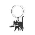 Cute Cartoon Knife Cat Keychain Stainless Steel Black Kitten Key Chains Keyring Bag Pendant Hanging Jewelry Gift. 