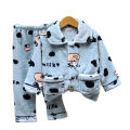 Autumn Winter Children's Coral Velvet Pajamas Boys Boys Thickened Winter Flannel Baby Girls Loungewear Set. 