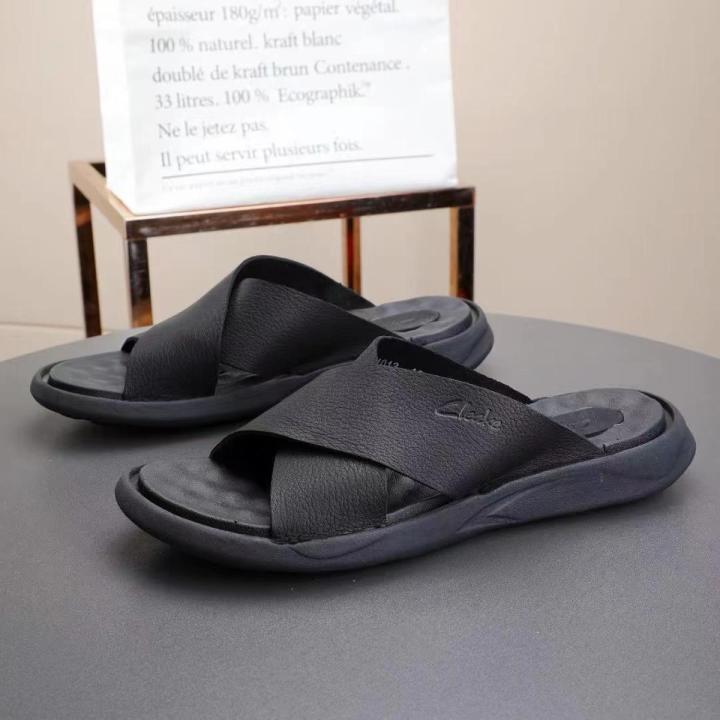 High Quality Leather Comfortable Men Slippers Leather Mens Sandals Sleeper