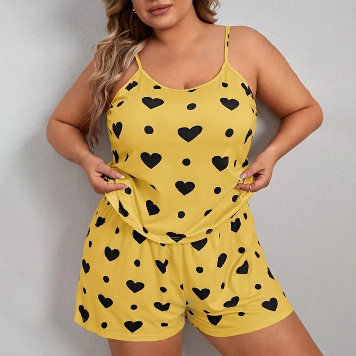 Summer%20Women's%20Suspenders%20Shorts%20Big%20Size%20Plus%20Fat%20Fat%20Pajamas%20Homewear%20Set%20Leisure%20Loose%20Comfortable%20Pajamas%20Homewear%20Set%20-%20Image%203