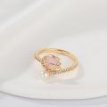 Pink Tulip Flower Ring Rings for Teen Girls- Personality Fashion Cat's Eye Stone Tulip Flower Open Ring.