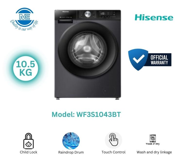 HISENSE 10.5 kg Front Load Washing Machine WF3S1043BT