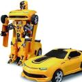 Transforming Robot Car, One Button Deformation Car Robot Toy with Realistic Race Car Sounds, LED Lights and Bump and Go Robot Function - Bix super shop. 