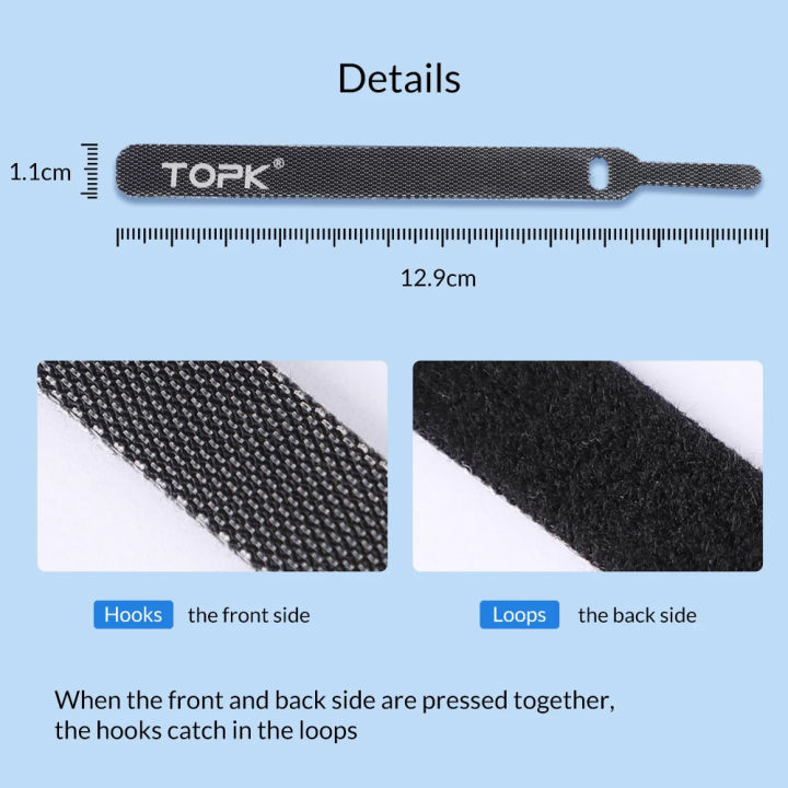 TOPK%205%20In%201%20Velcro%20Strap%20Cable%20Organizer%20Tool%20Reusable%20Self%20Adhesive%20Organize%20Desktop%20Cable%20Earphone%20Cord%20Wire%20Winder%20Cable%20Management%20Wire%2012.9cm%20Cable%20Protector%20-%20Image%204