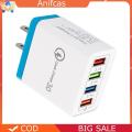 COD 4 Ports USB Color Wall Charger Fast Charging Travel Charger US Plug Adapter. 