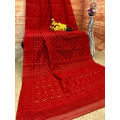 Red Color Traditional Jamdani Saree For Women - Sari - শাড়ি. 