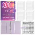 23.3*18CM 100 Envelope Challenge Binder Personal Finance Imitation leather Five colors Challenge the $20 notebook 100 savings book for Money Saving Financial Planning Budget Management Personal Use. 