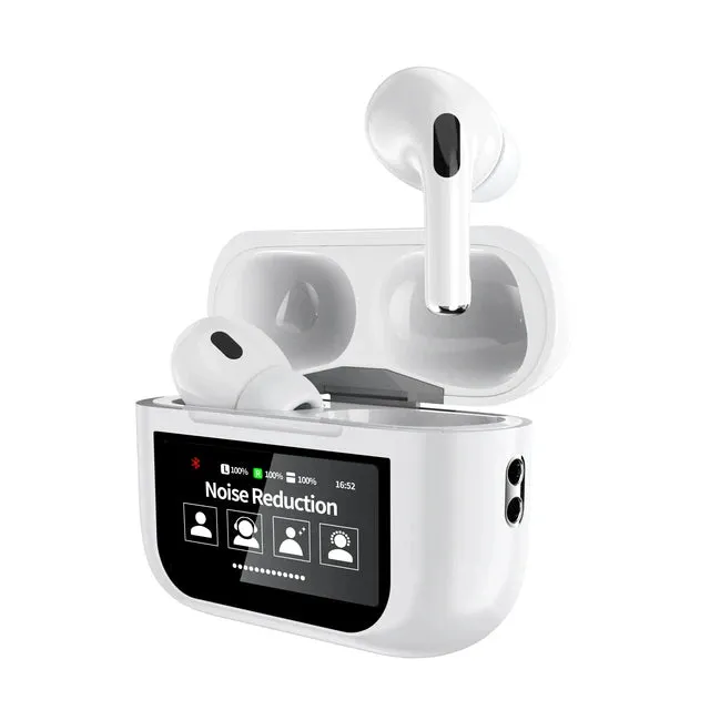 A9 Pro ANC/ENC 5th Generation Wireless Earbuds with LCD Smart Color Screen - Noise Cancelling, Long Battery Life