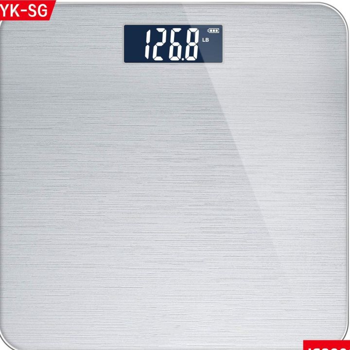 BRAVO%20Stainless%20Steel%20Digital%20Body%20Weight%20Bathroom%20Scale%20Step-On%20Technology%20Large%20Blue%20LCD%20Backlight%20Display,%20400%20Pounds%20,%20Grey,%2012x12%20Inch%20(Pack%20of%201)%20-%20Image%202
