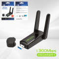 Driver free USB wireless card router WiFi network signal computer receiver 5G dual band gigabit 1300M. 