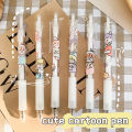 1/5/10Pcs 0.5Mm Random Pattern Reusable Water-based Pens Office Stationery Press-out Refill Writing Pen Black Transparent Cartoon Girl Push Action Neutral Pen.