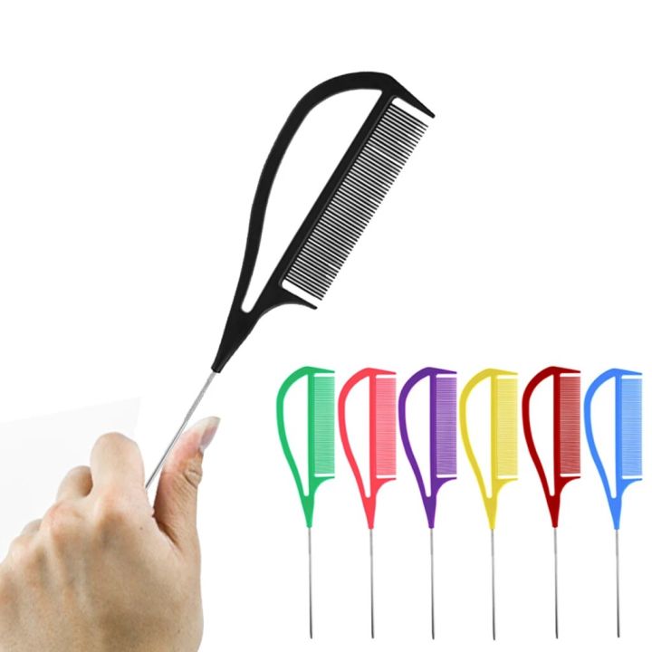 【Daily Necessities For Anyone Store】Hairdressers Barbers Metal Tail Comb Rat Tail Comb For Styling 7 Colours Heat Fine Highlight Foiling Combs