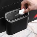 Universal Car Clamshell Trash Bin Hanging Auto Garbage Dust Case Storage Box Organizer Mini Black ABS Pressing Type Waterproof Trash Can with 20Pcs/roll Garbage Bags. 