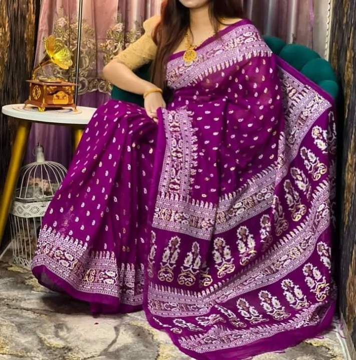 Premium Quality - Screen Print Dhupiyan Silk Sharee For Women Party Shari - Modern - Choice Expression - Understated Sophistication