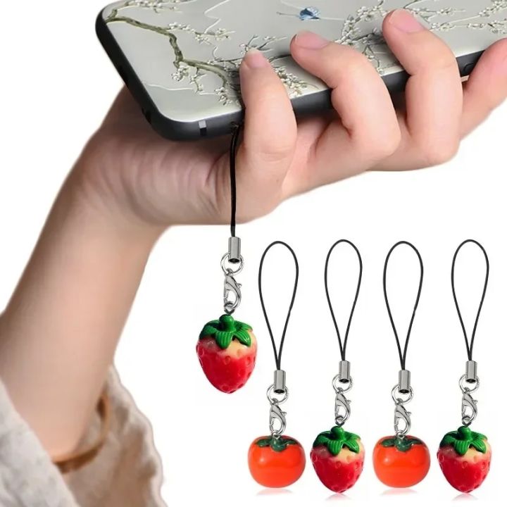 Phone Charms Cute Mini Fruit Fashion Cell Phone Lanyard Pendant Mobile  Phone Case Keychain Accessories Strawberry Tomato Straps