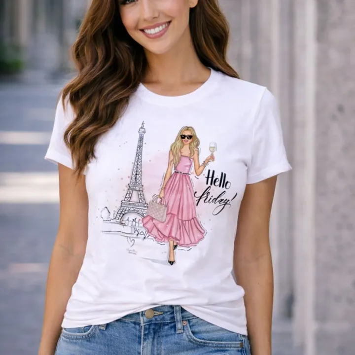 Fashion%20Tops%20Ladies%20Short%20Sleeve%20Casual%20Girl's%20Print%20Cotton&Polyester%20new%20T-Shirt%20For%20women%20-%20Image%202