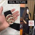Ladies GG Black Belt Golden Buckle Premium Belt For Women's Fashion Accessories Belt For Dress Fitting. 