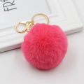 8cm Genuine Real Rex Rabbit Fur Ball Golden Color Keychain Cute Lapin Car Keyring Bag Pendant Pom Fluffy Key Chains.