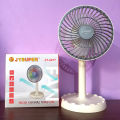 JYSUPER JY-2217 AC/DC Rechargeable 4000mAh Battery 12" Portable Desk Fan With Stylish RGB Lighting. 