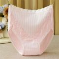 M-4XL Larger Size Women High-Waist Cotton Underwear Breathable Seamless Lace Trim Comfortable Panties.