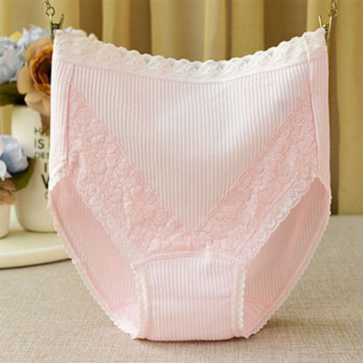 M-4XL%20Larger%20Size%20Women%20High-Waist%20Cotton%20Underwear%20Breathable%20Seamless%20Lace%20Trim%20Comfortable%20Panties%20-%20Image%202