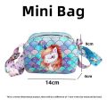 Girls Shoulder Bag Cartoon Rainbow Unicorn PU Phone Bag Baby Children's Single Shoulder Messenger Parent-child Accessories Bag. 