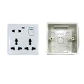 One Gang PVC with 8 Pin Multi with 2 Pin and Double 3 Pin Function Socket with Switch 1Gang Back Cover Junction Box.