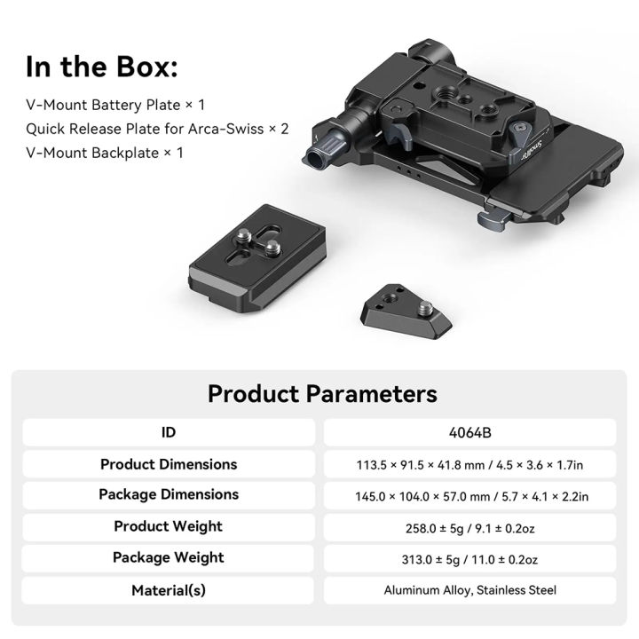 SmallRig%20V-Mount%20Battery%20Plate,%20V%20Lock%20Battery%20Mounting%20Plate%20with%20Quick%20Release%20Plate%20for%20Arca-Swiss,%201/4-20%20Threads%20for%20DSLR%20-%20Image%207