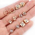 36Pairs Earrings Mixed Styles Rhinestone Sun Flower Geometric Animal Plastic Stud Earrings Set For Women Girls Jewelry. 