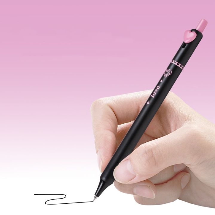 5pcs/box%20Black%20Pink%20Press%20Gel%20Pen%20Business%20Signature%20Pen%20Sweet%20Love%20Button%200.5mm%20Ballpoint%20Black%20Color%20Ink%20for%20Writing%20School%20Shapewear%20-%20Image%204