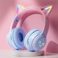 Wireless Headphones RGB Cute Cats Girls Kid Gift Headset Control Lights Earphone Music Gaming Headsets +Microphone. 