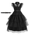Baby Wednesday Costume Kids Princess Elegant Dress Children Family Dancing Horror Disguise Addams Cosplay Halloween Dress 4-12T. 