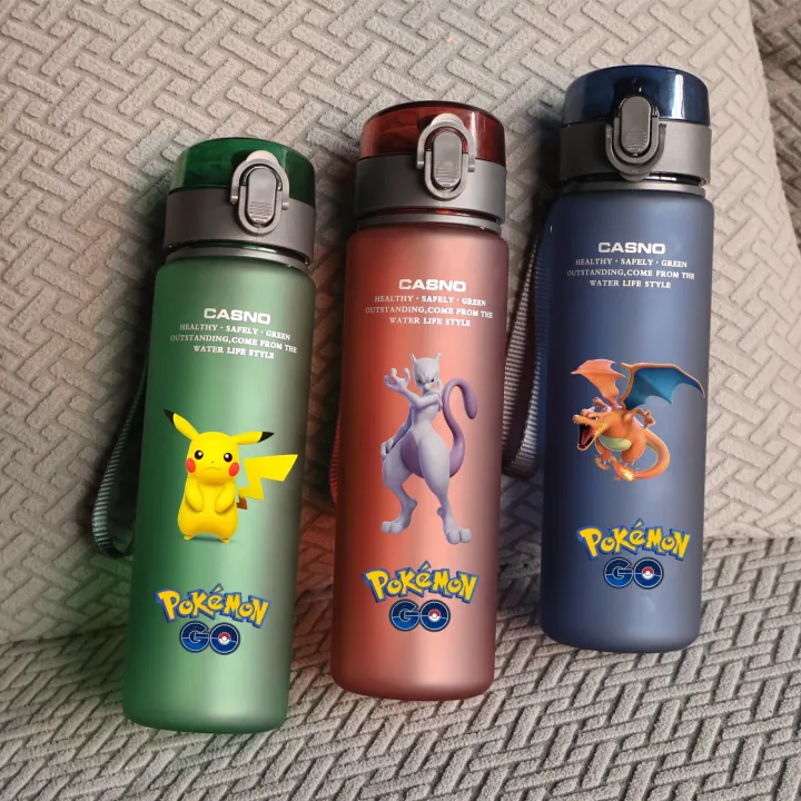 Pokemon Water Bottle 560ML Pikachu Eevee Portable Plastic Water Glass Pokemon Adult Kid High Capacity Sports Anime Water Cup