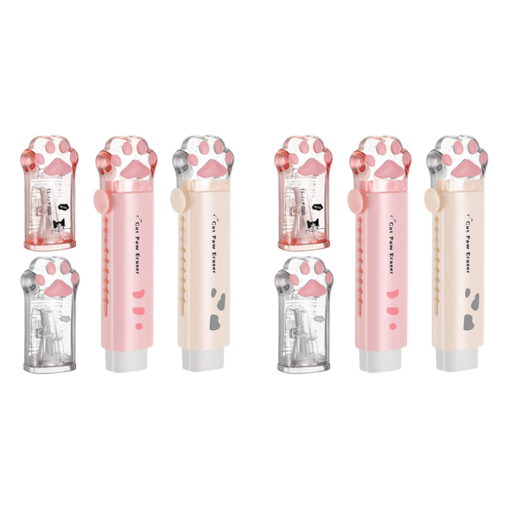 NXFDSIOZ 8 Pcs Cute Pencil Sharpener and Shaped Retractable Eraser Kawaii Pencil Sharpener School Supplies