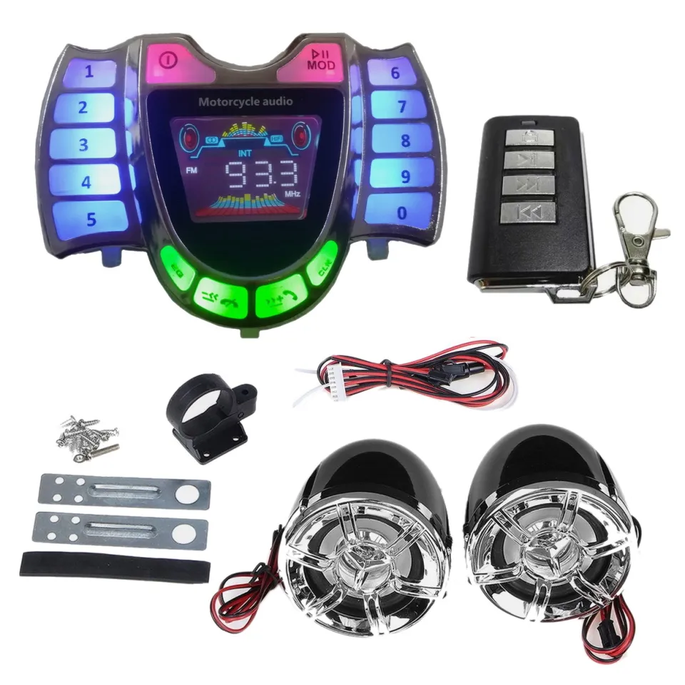 Stereo Speakers Wireless Bluetooth MP3 Player Waterproof FM Audio for Motor  Scooter Bike ATV UTV