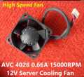 2 ps 40*40*28 12V High Speed Fan AVC 4028 12V 0.36A 15000RPM 4 Wire Server Cooling Fan Dual Ball Bearing 40mm Fan 5cm Server Power Airflow 40x40x28mm Large Wind Speed Server Mini Axial Cooling Fan 12V Fan For Computer Server. 