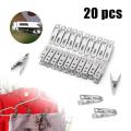 20 Pieces Set Stainless Steel Cloth Drying Clip-Silver - cloth hanger. 
