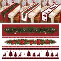 180*35cm Merry Christmas Tablecloth New Year Party Table Decorations Safflower Pine Leaves Christmas Table Cloth Christmas Table Runner Merry Christmas Decoration.