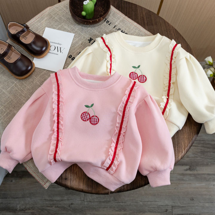 (Clearance) Girls 2024 Autumn New Outer Wear Sweatshirt Sweet Foreign Baby Girl Baby Girls Baby Girls Lace Spring and Autumn