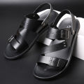 Sandals, men's leather, casual trend, beach shoes, men's sandals, one shoe, dual-purpose men's sandals, one piece in stock. 