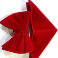Velvet Bow Tie And Pocket Square Set For Men (Red).