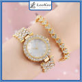 LooKeo Mall 2pcs Women's Diamond Quartz Watch Diamond Luxury Bracelet Little Fresh Leisure Watches for Girl.
