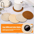 8 Pcs Drink Coasters with Holder, 4 Colors Absorbent Coasters for Drinks, Cotton Woven Coaster Set for Home Decor A.