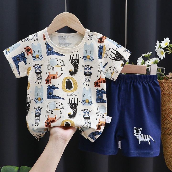 0%201%202%203%204%20Years%20Old%20Kids%20Short%20Sleeve%20Suits%20Brand%20Summer%20Clothing%20Children%20T-shirt%20Two%20Piece%20Set%20Pure%20Cotton%20Cartoon%20Baby%20Outfit%20-%20Image%203