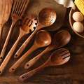 Individual Wooden Kitchen Utensils Set,Wooden Spoons for Cooking Natural Teak Wood Kitchen Spatula Set for Including 7 Pack Exquisite Product. 